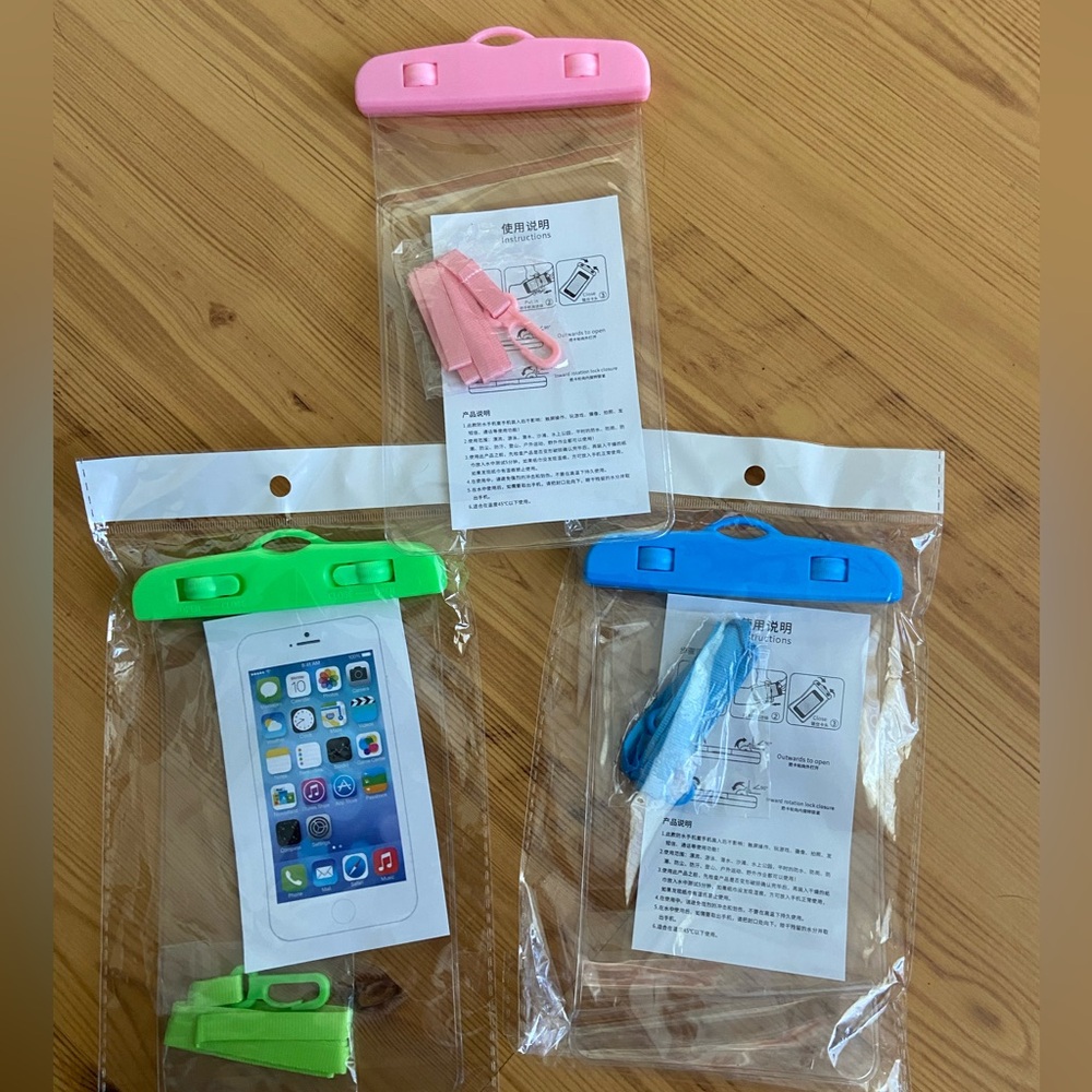 Phone Pouch Set waterproof- Green, Blue, Pink